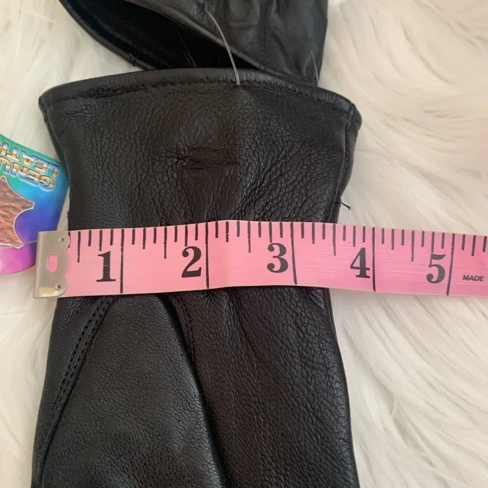 Ladies, black, genuine, leather buckle gloves, size small with NHL Logo NWT